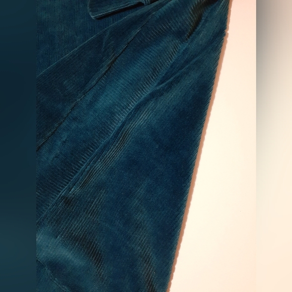 Soft Surroundings Dark Teal Velour Button-Back Sweater - Picture 5 of 11